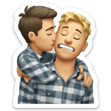 a guy kissing a guy and farting sticker