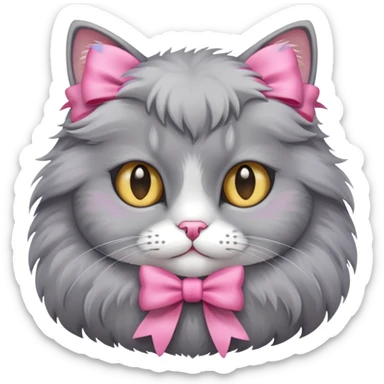 A cat with a pink bow sticker