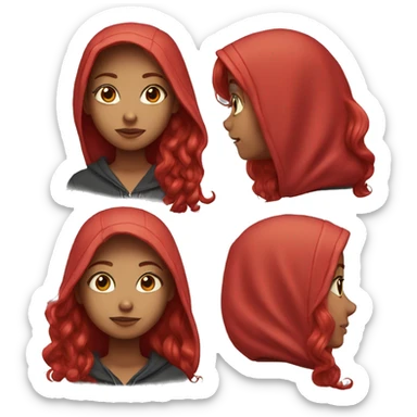 Pretty Girl with long bright red hair and a hoodie sticker