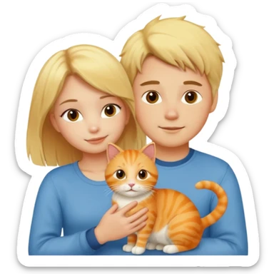 blond-hair-girl-and-blond-hair-man-and-orange-cat sticker