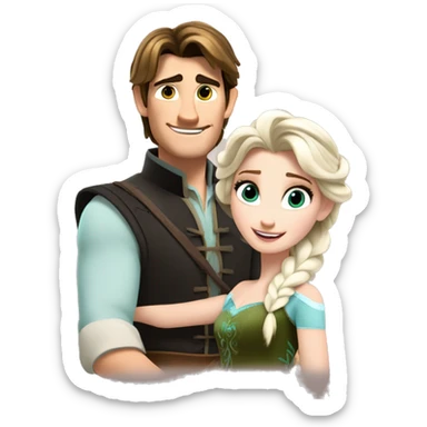 Flynn Rider from Tangled with Elsa from Frozen sticker