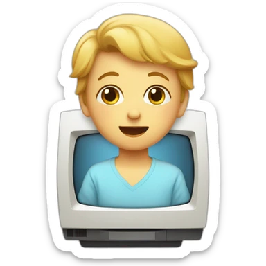 Un bébé qui regarde la télé sticker