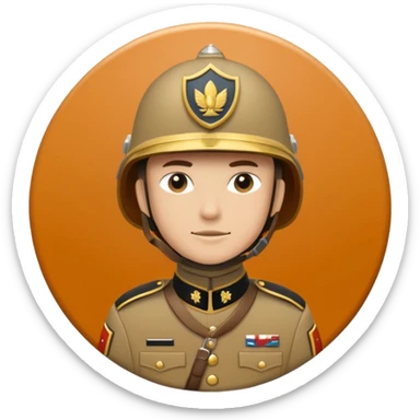 circular achievement style badge for a gr general featuring a soldier with the letters GR on their helmet sticker