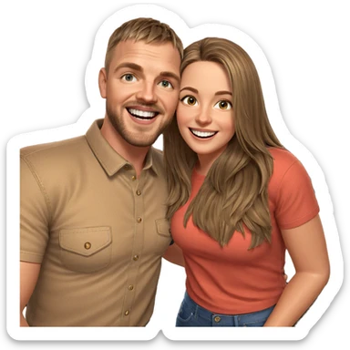smiling couple in denim sticker