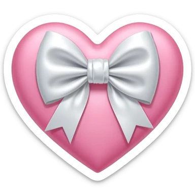 pink heart with a large bow wrapped around it sticker