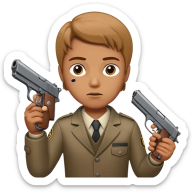 Quiero una carita fachera con una pistola automática en la mano sticker