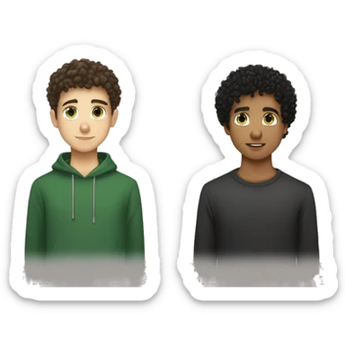 My name is Noah and this is my brother Simon. We are twins and we are fifteen years old. I have brown eyes and straight black hair. Simon has green and brown hair, short and curly sticker