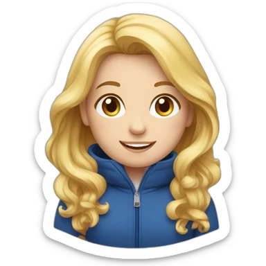 Meisje met rode broek en blauwe trui en blond haar met sproetjes sticker