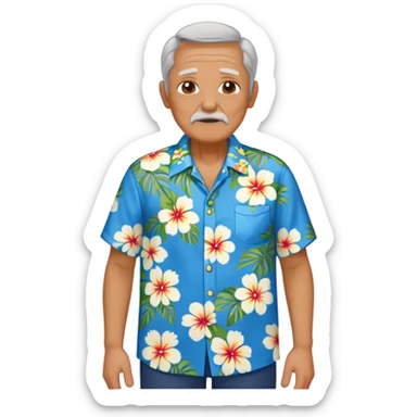 old man with hawai blue floweral shirt  full body  sticker