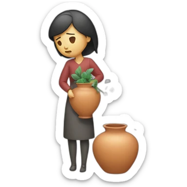 woman breaking vase, sad sticker