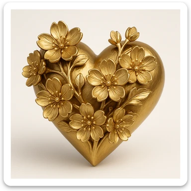 pink heart with sakura flowers sticker