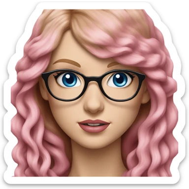 Hyper Realistic Taylor Swift blue eyes and glasses with pink hair  sticker