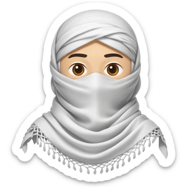 white shemagh loosely draped soft fabric texture no face subtle shadow sticker