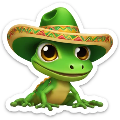 Gecko wearing a sombrero sticker