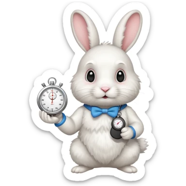 rabbit holding a stopwatch sticker