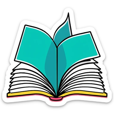 Open book with pages flipping sticker