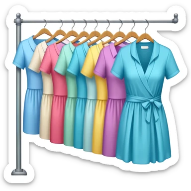 Clothing Store – racks of folded shirts and hanging dresses.

 sticker