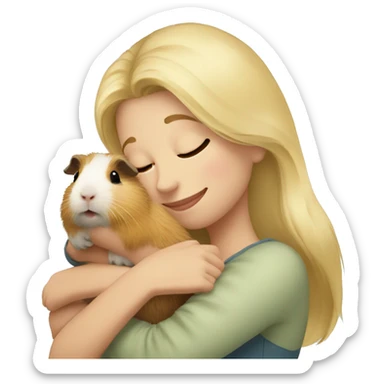 Blonde Woman hugging a guineapig sticker