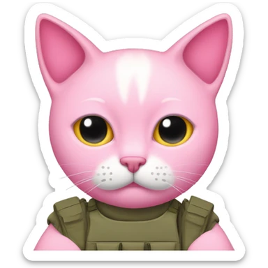 A pink cat that’s in the army sticker