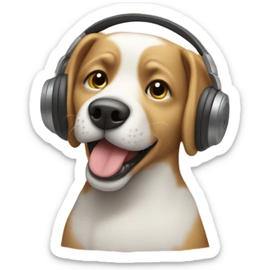 dog listening to music sticker