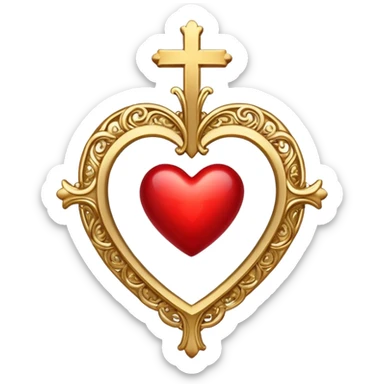 Red heart with gold cross sticker