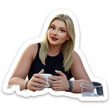 blonde girl enjoying tea outdoors sticker