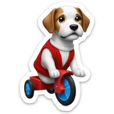 Dog wearing a sweater vest riding a tricycle  sticker