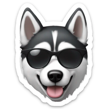 Husky black and white with sunglasses sticker