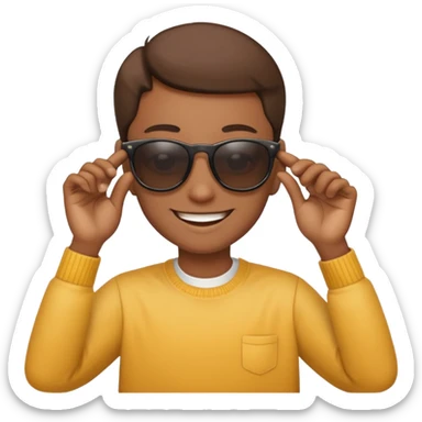 Emoji tilting head and lowering sunglasses to see sticker