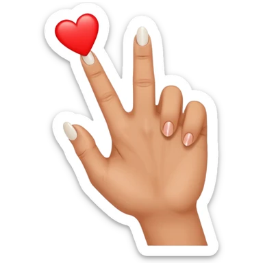Middle finger emoji with a small heart on it's nail sticker