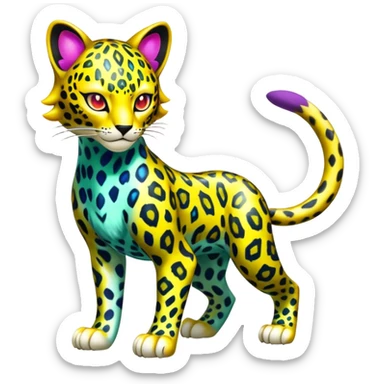 Shiny Elemental Exotic Colorful Epic Cool Tropical Liepard-Delcatty-Pokémon-Fakémon-hybrid-creature (full body) sticker