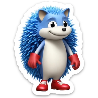 A blue hedgehog wearing white Gloves and red shoes sticker
