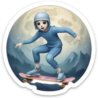  ghost skater boi ghost sk8 boarding under a moon sticker