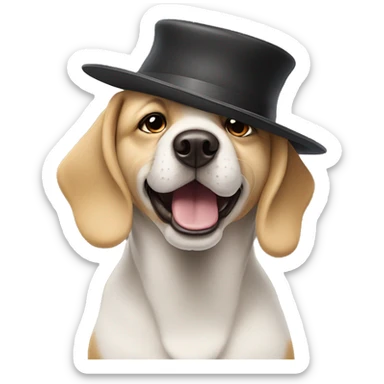A dog with a hat on ￼ sticker
