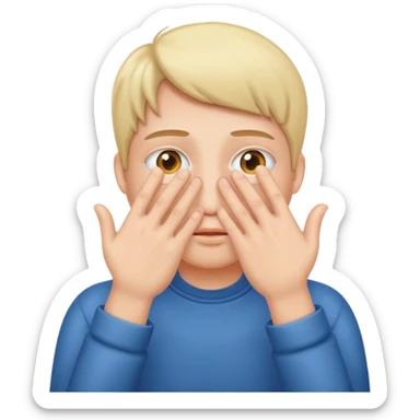Covering the face with hands and peeping through your finger sticker