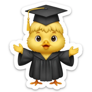 Small chick with cap and gown  sticker