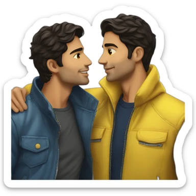 gabriel attal kissing his yellow jacket husband goodnight sticker