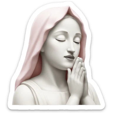 White and light pink Madonna statue with hands together eyes closed sticker
