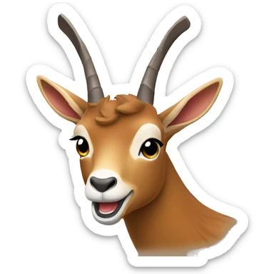 happy smiling brown chamois left hoof pointing up sticker