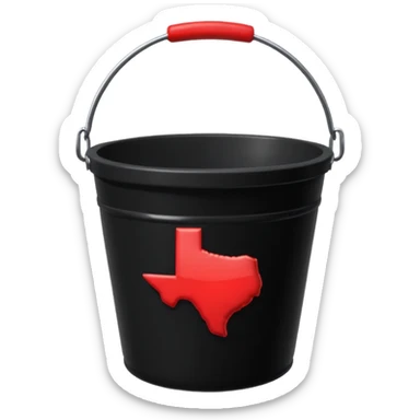 black bucket names in it with red texas on front  sticker