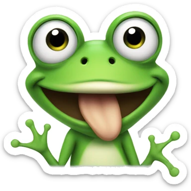 Frog pointing to the sky with a moustache with a smile on his face  sticker