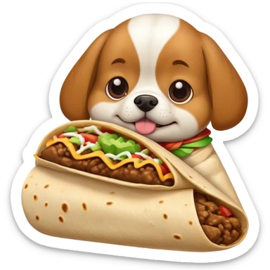 a dog eating a burrito sticker