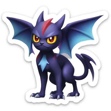 Edgy Cool Kawaii Litten-Noivern-Noibat-Absol-Pokémon Full Body sticker