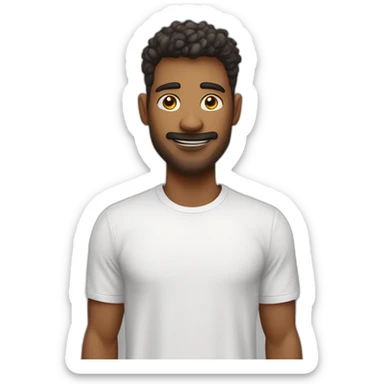 homme valeureux pret a mourir au teint mat avec un tshirt blanc sticker