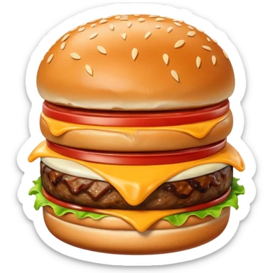 burger from Quick with soft bun, steak, cheese, sauce sticker