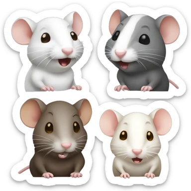 three different rats: one white rat one grey rat and one brown rat gossiping sticker
