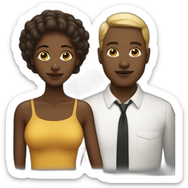 Black woman whit white man sticker