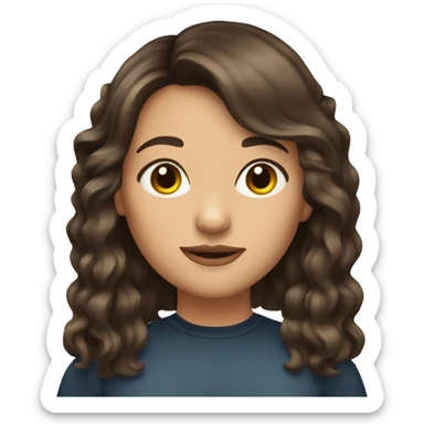 Brunette girl with curtain bangs sticker