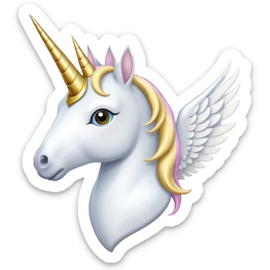White heart with gold unicorn horn & white wings sticker