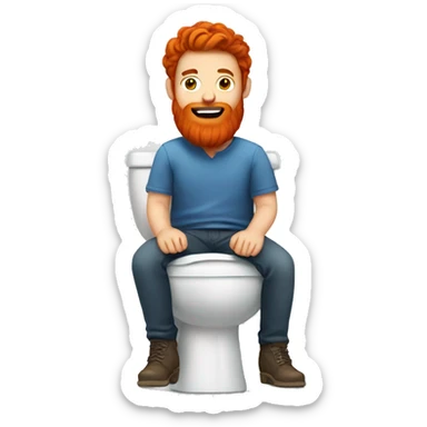 Red Bearded guy sitting on a toilet sticker